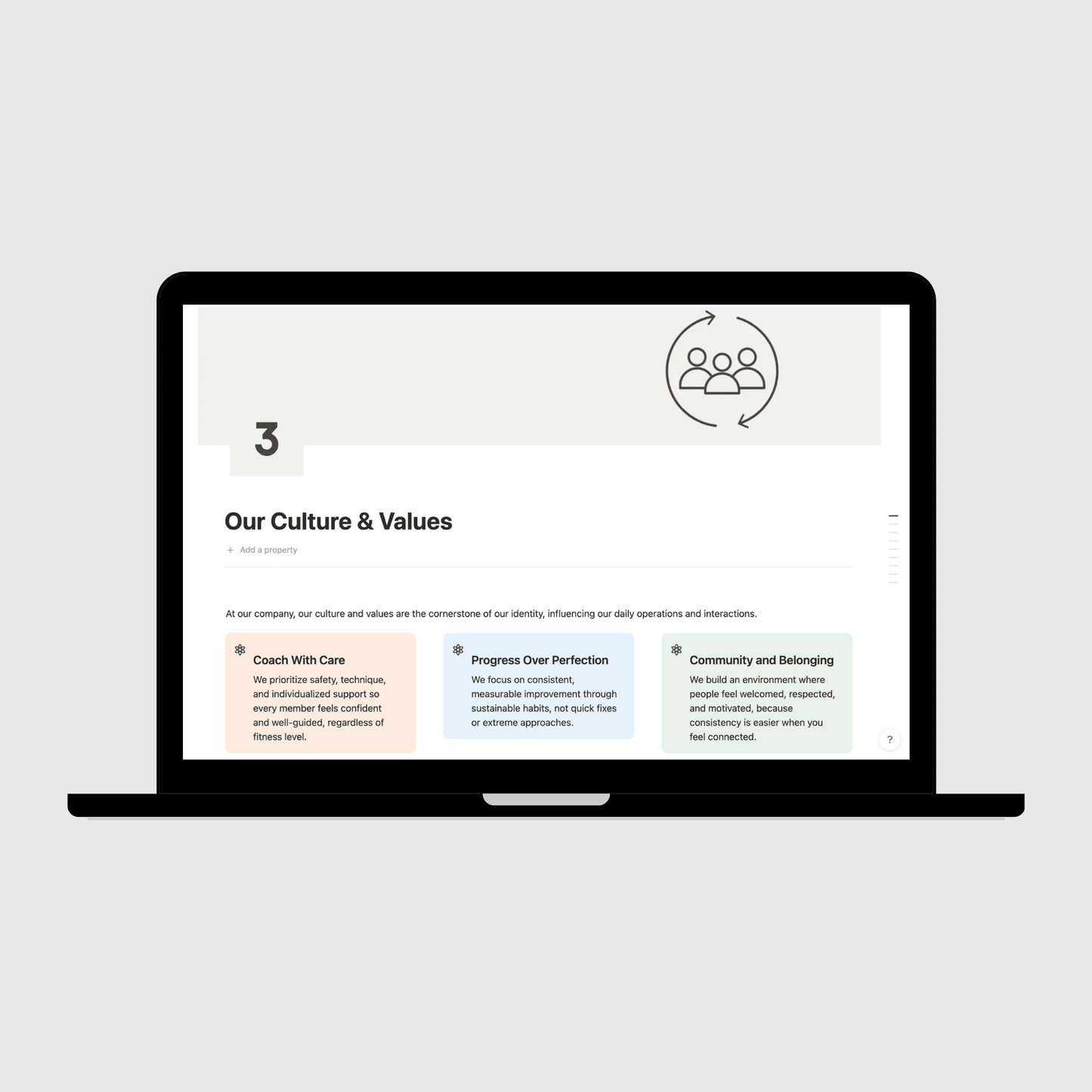 Laptop displaying a digital manual on a light gray background