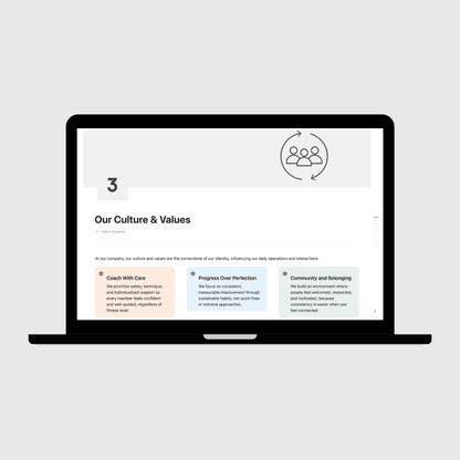 Laptop displaying a digital manual on a light gray background
