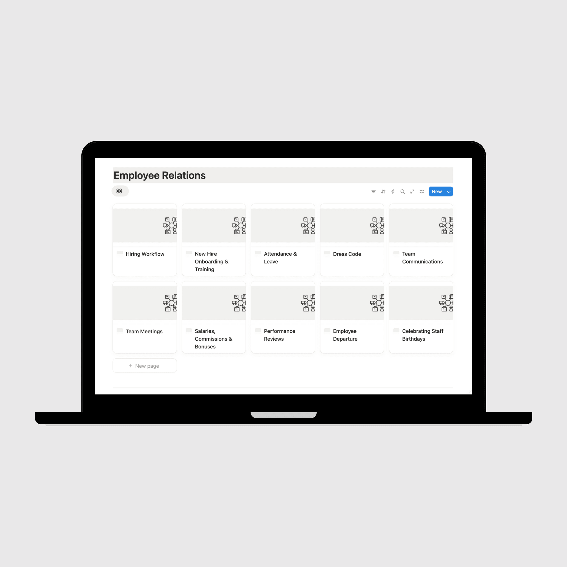 Laptop displaying a digital manual on a light gray background