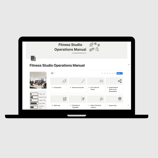 Laptop displaying a digital manual on a light gray background